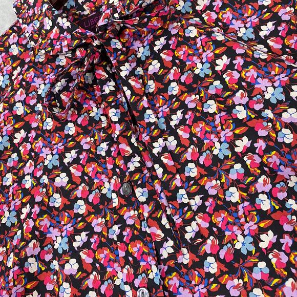 J. Crew Liberty Art Fabrics Sarah Floral Tie Neck Button Front Blouse Size 6 - Picture 3 of 8